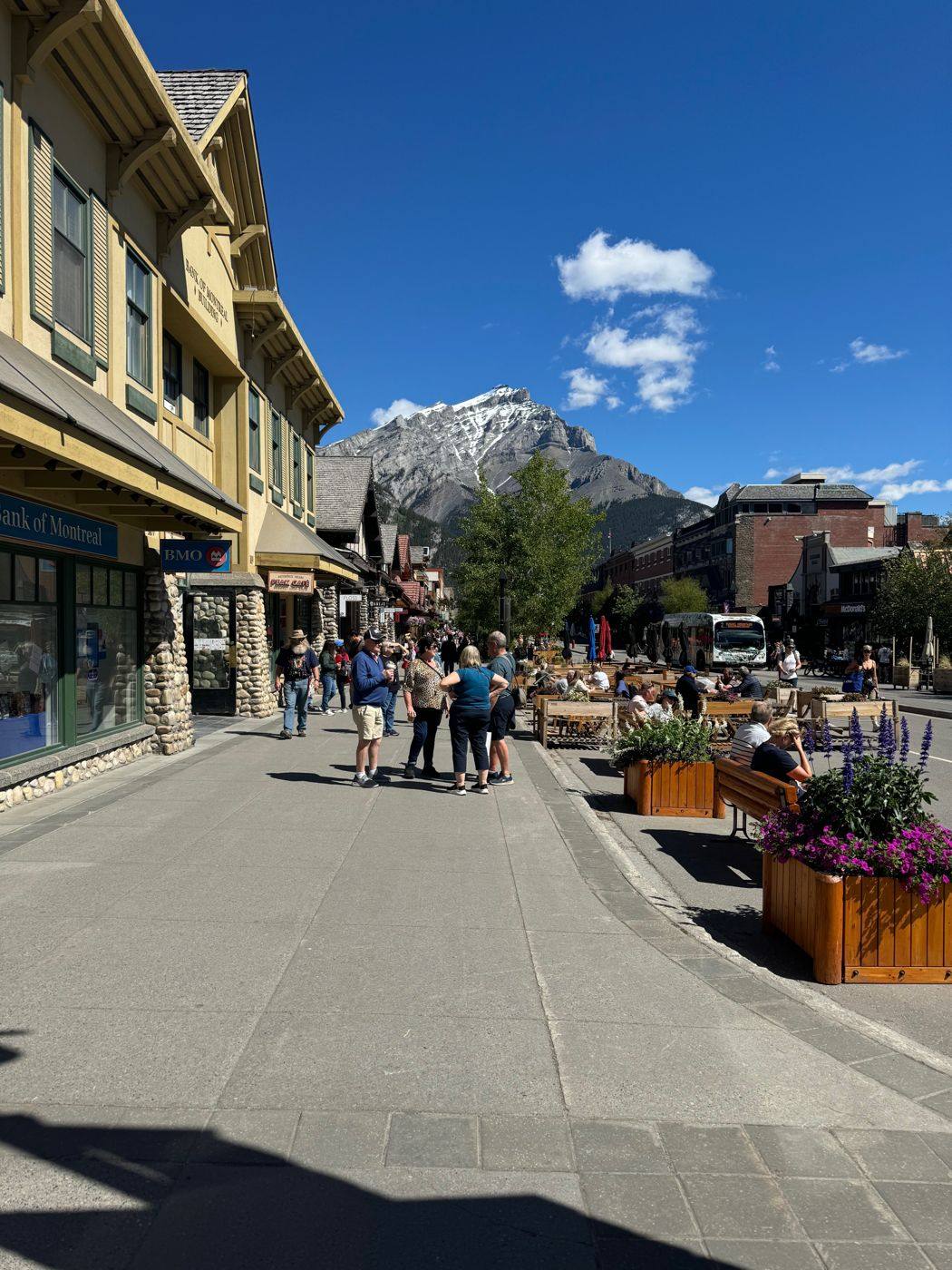 Banff Avenue on a sunny summer day